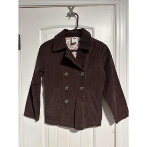 Vintage GAP Corduroy Brown Barn Jacket Coat Overcoat GIRLS M Floral‎ Lined